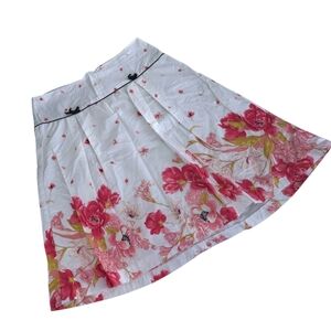 Floral White and Pink Mini Skirt